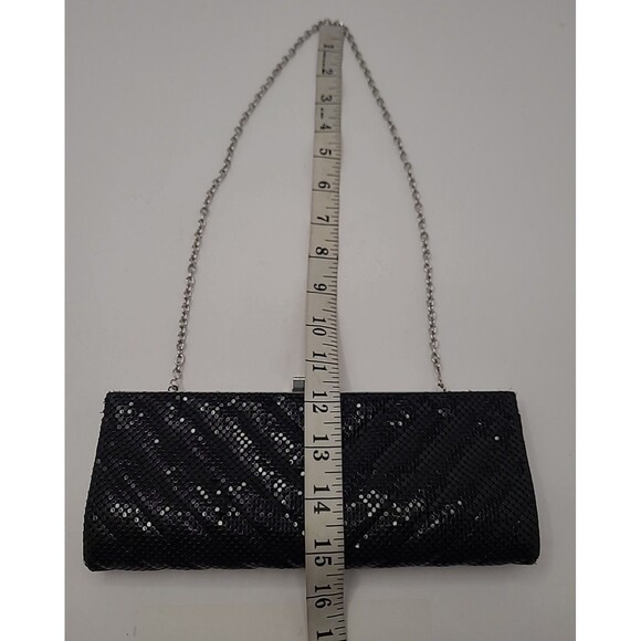 LuLu Townsend Black Evening Cocktail Bag Sequin Clutch Silver Chain Strap - Picture 8 of 11